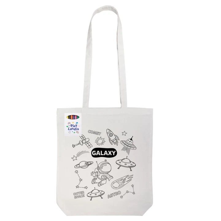 Colouring Long Handle Cotton Bag & Crayons - image 2