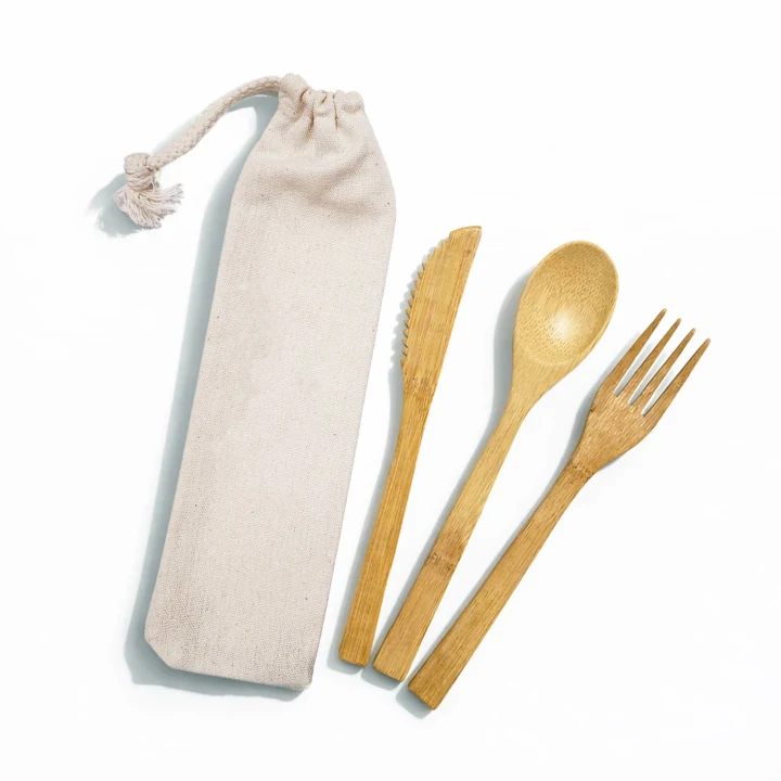 Miso Bamboo Cutlery Set in Calico Pouch - image 6