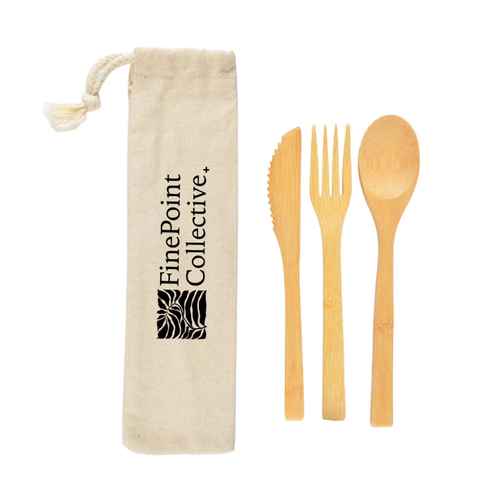 Miso Bamboo Cutlery Set in Calico Pouch - image 2