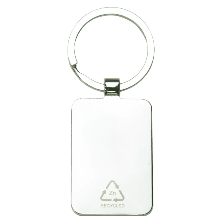 Rectangle Recycled Zinc Alloy Keyring w/ Bamboo - image 3