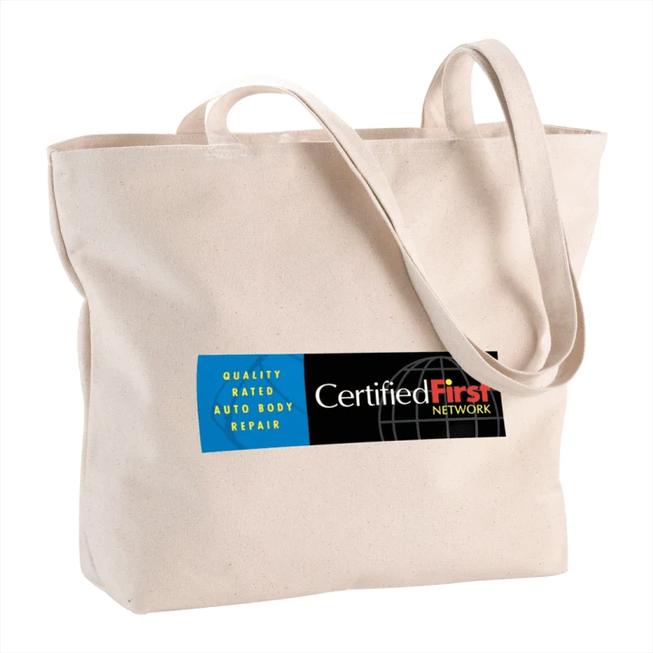 Zippered Cotton Canvas Shopper Tote - image 8