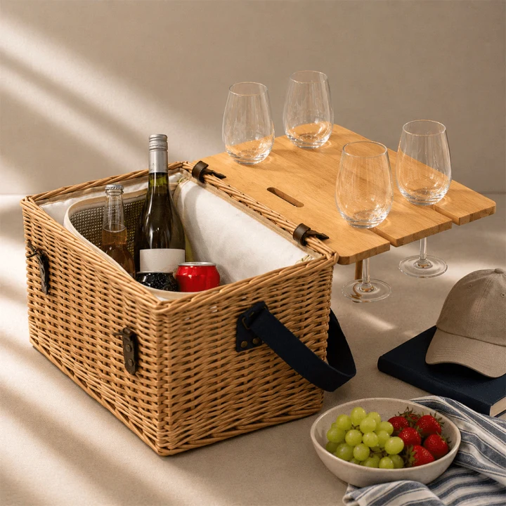 Trekk Wicker Basket w/ Picnic Table - image 2