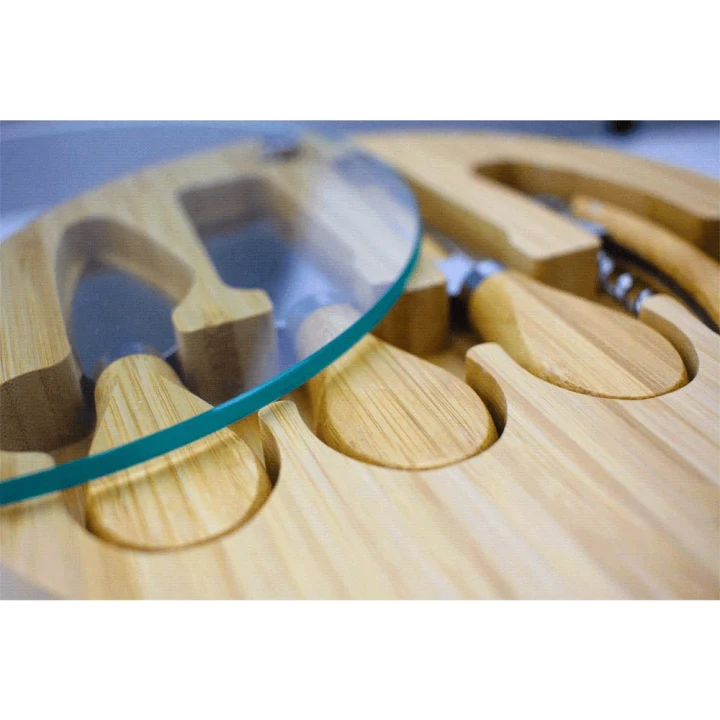 Trekk Round Bamboo Glass Cheese Set - image 4