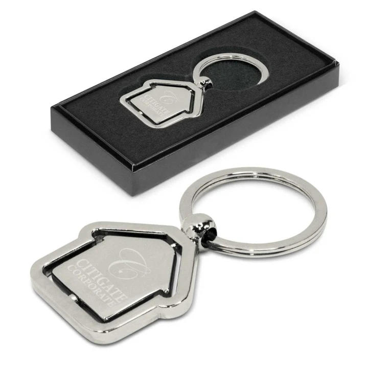 Spinning House Metal Key Ring - image 1