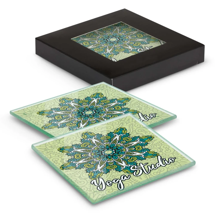 Venice Glass Coaster - Set of 2 - Square - Full Colour - image 1