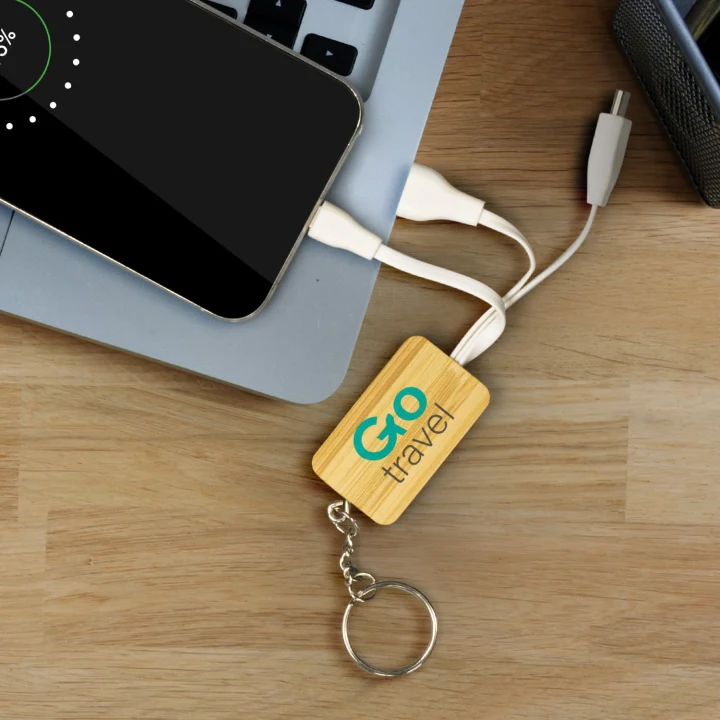 Bamboo Charging Cable Key Ring - Rectangle - image 4