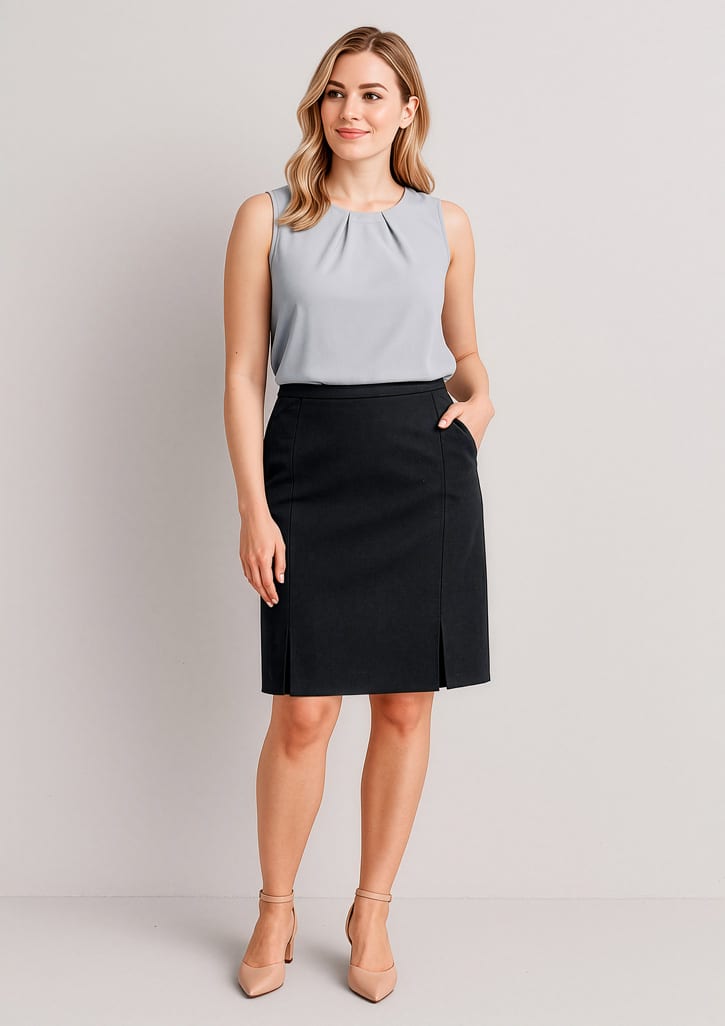 Womens Siena Front Pleat Detail Straight Skirt FA-20720