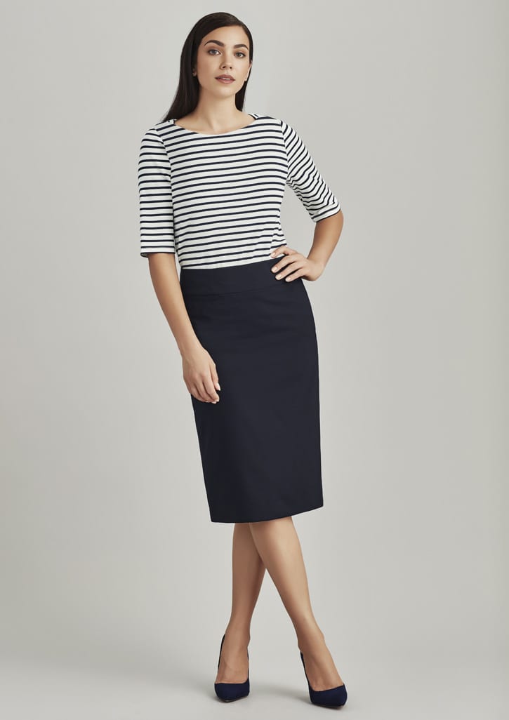 Womens Comfort Wool Stretch Relaxed Fit Lined Skirt - 24011 Image Navy