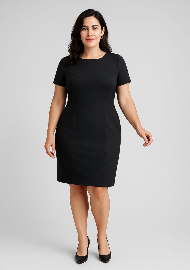 Womens Comfort Wool Stretch Short Sleeve Shift Dress FA-34012