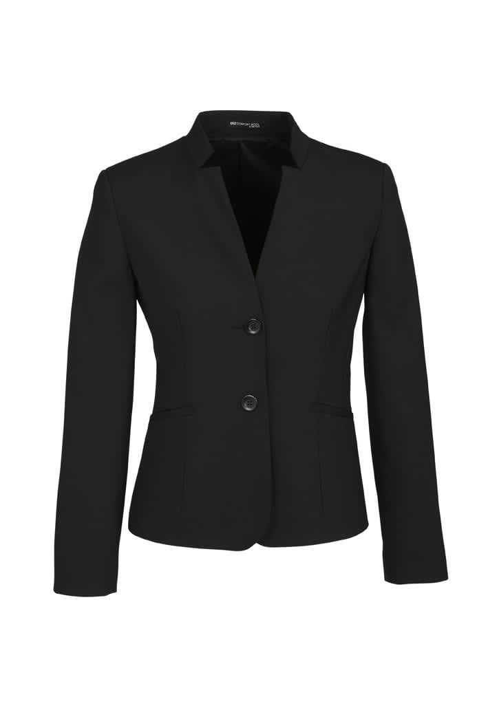 Womens Comfort Wool Stretch Short Jacket with Reverse Lapel - 64013 Image Black