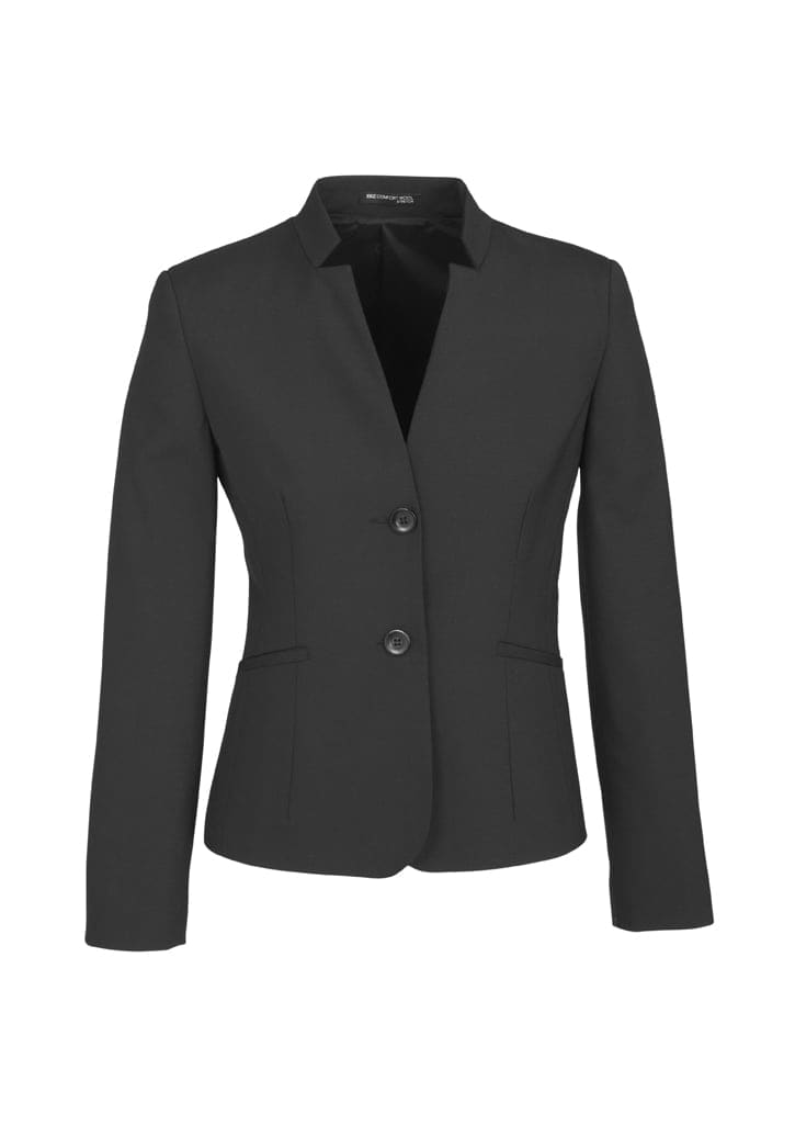 Womens Comfort Wool Stretch Short Jacket with Reverse Lapel - 64013 Image Charcoal