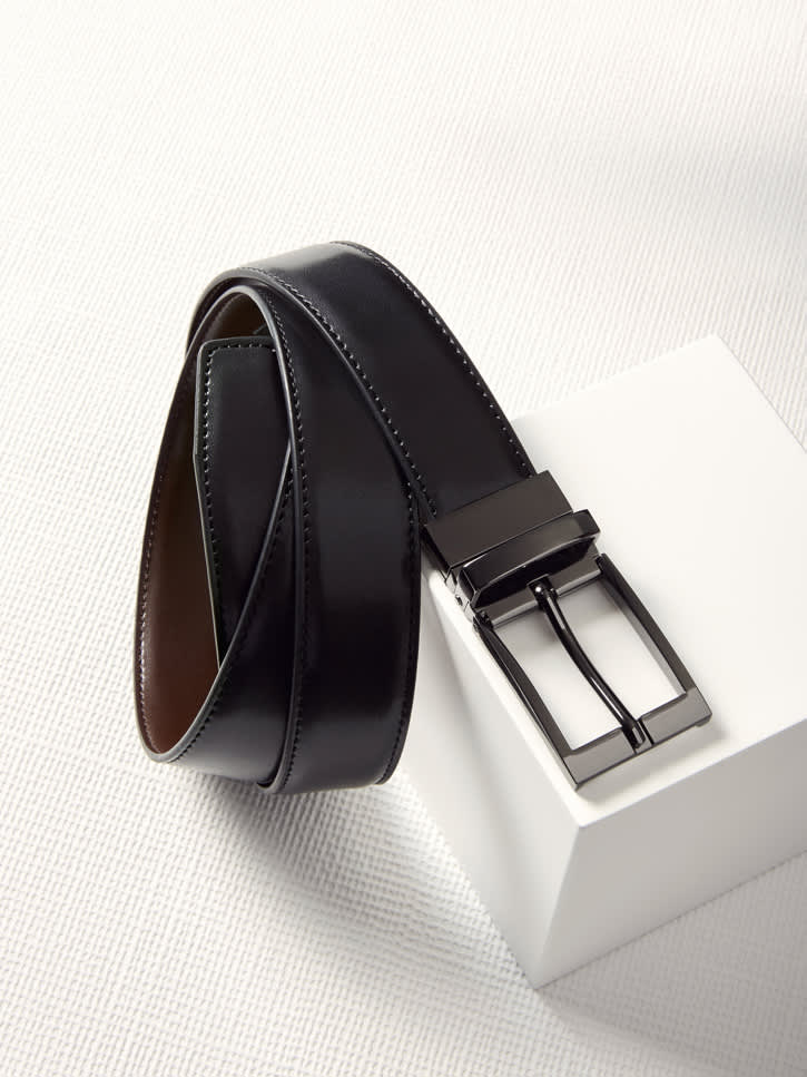Mens Leather Reversible Belt - 99300 Image Black/Brown