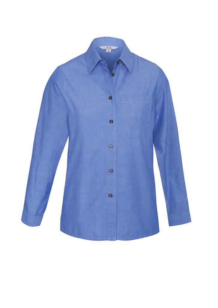 Womens Chambray Long Sleeve Shirt - LB6201 Image Chambray Blue