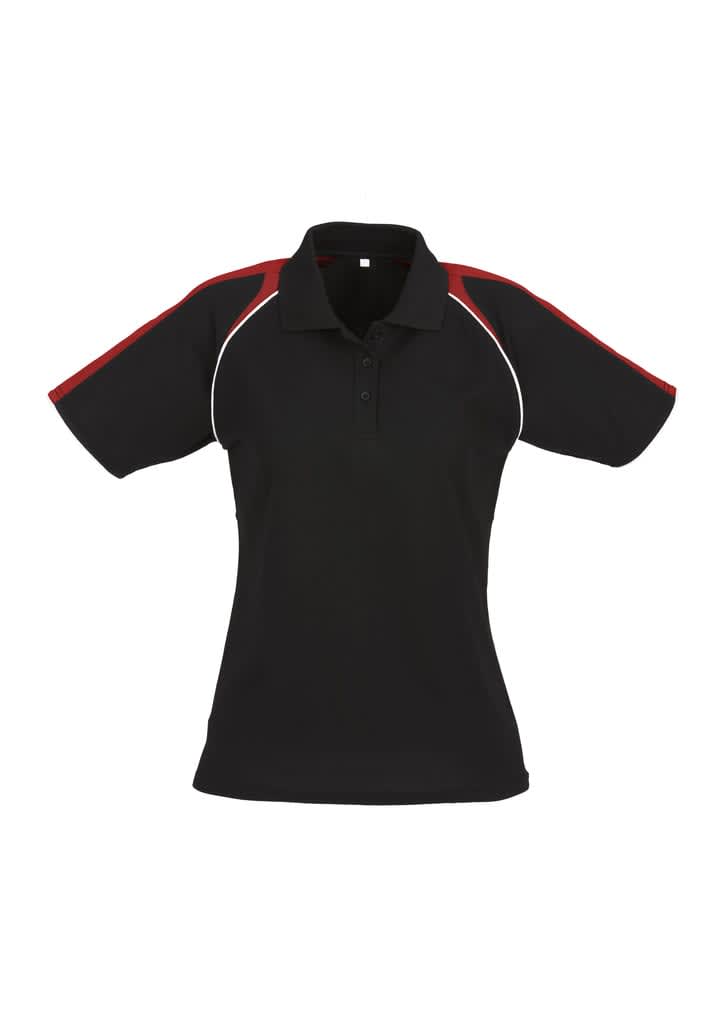 Womens Triton Short Sleeve Polo - P225LS Image Black/Red/White
