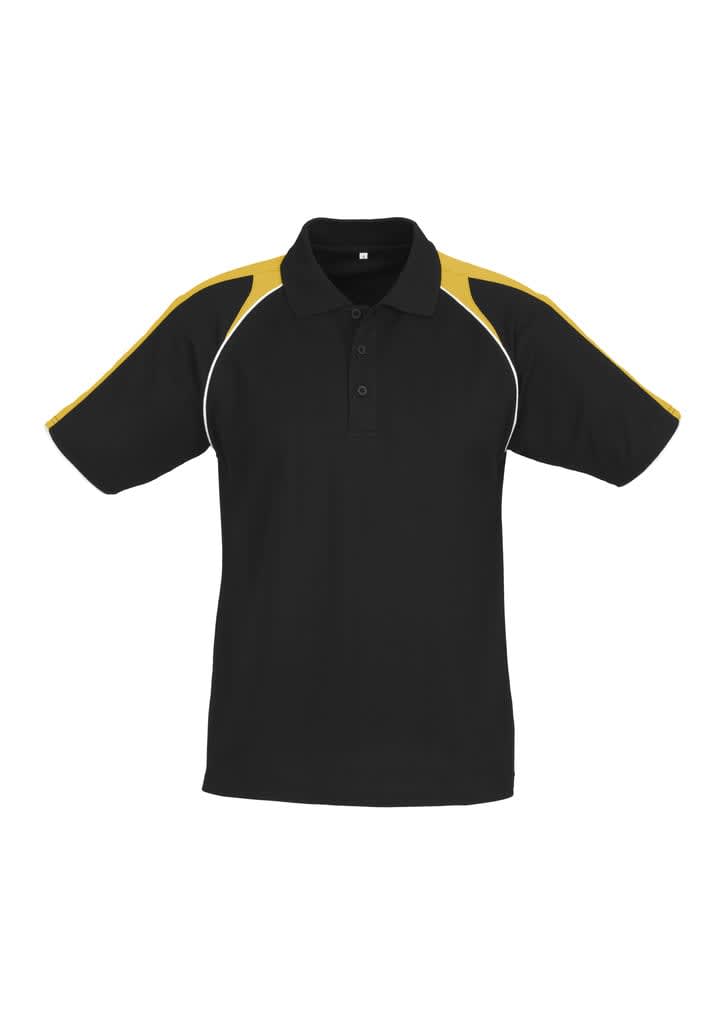 Mens Triton Short Sleeve Polo - P225MS Image Black/Gold/White