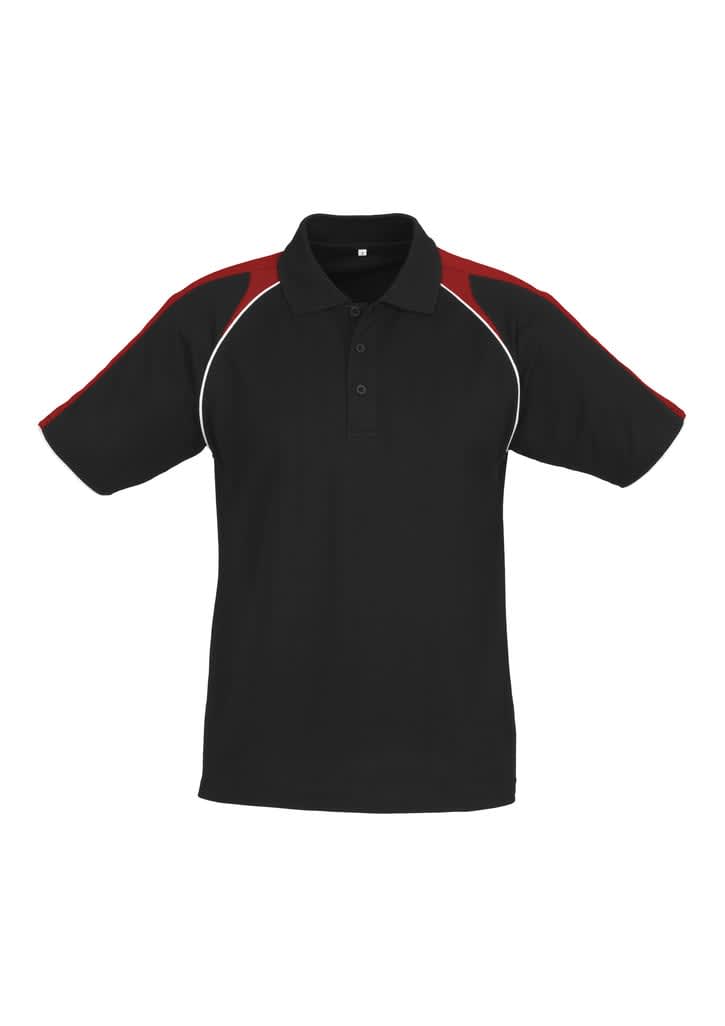 Mens Triton Short Sleeve Polo - P225MS Image Black/Red/White