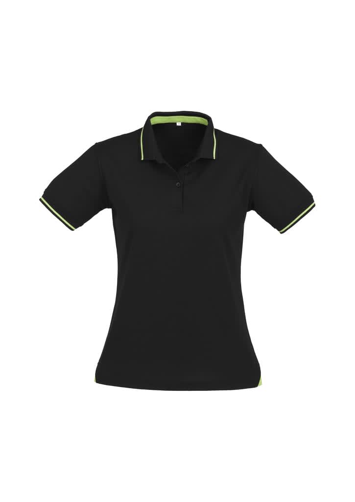 Womens Jet Short Sleeve Polo - P226LS Image Black/Bright Green