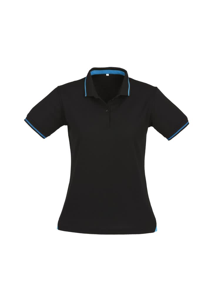 Womens Jet Short Sleeve Polo - P226LS Image Black/Cyan