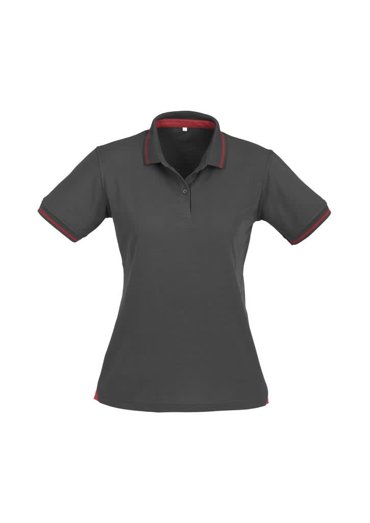Womens Jet Short Sleeve Polo - P226LS Image Steel Grey/Red