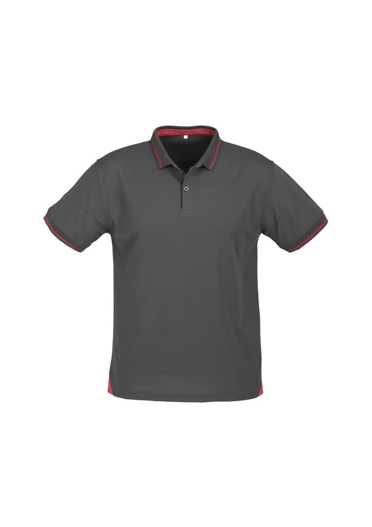 Mens Jet Short Sleeve Polo - P226MS Image Steel Grey/Red