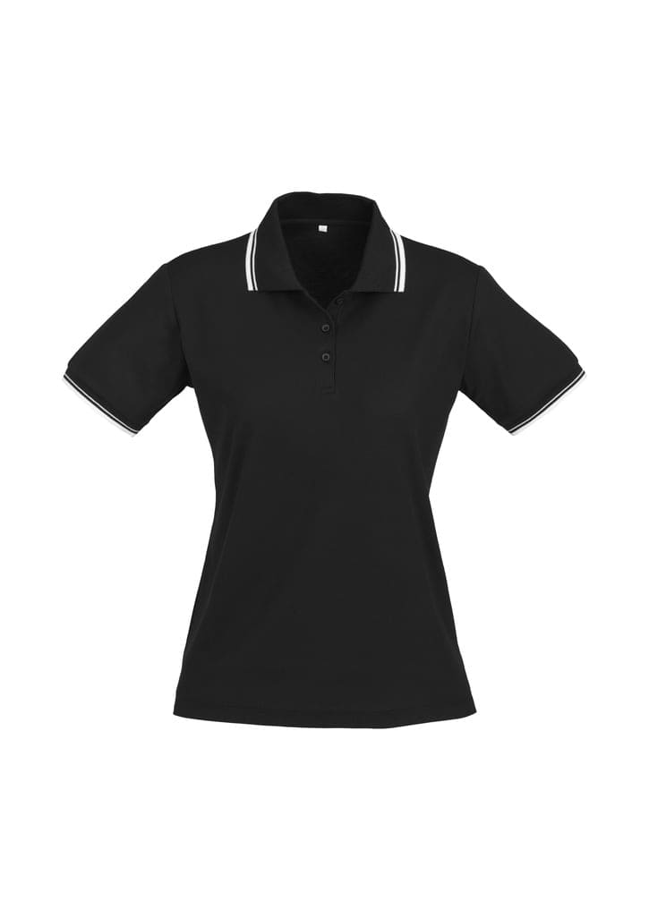 Womens Cambridge Short Sleeve Polo - P227LS Image Black/White/White