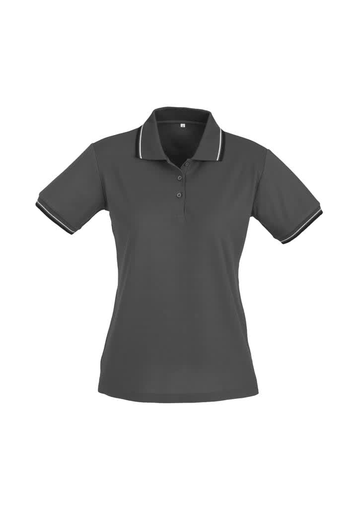 Womens Cambridge Short Sleeve Polo - P227LS Image Steel Grey/Black/White