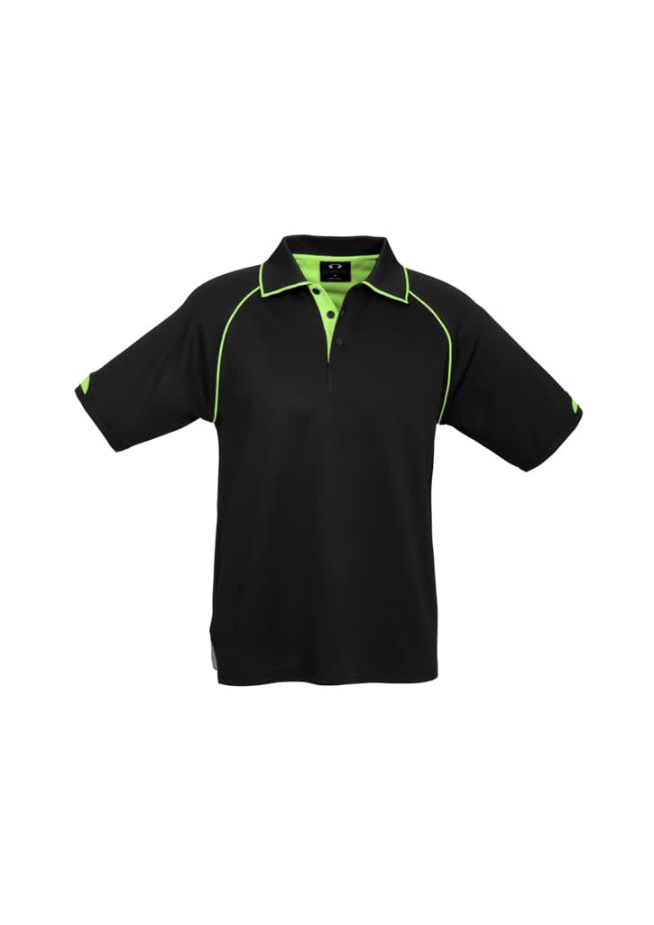 Mens Fusion Short Sleeve Polo - P29012 Image Black/Fluoro Yellow/Lime