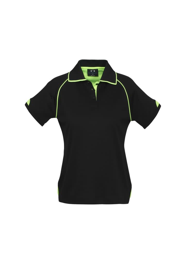 Womens Fusion Short Sleeve Polo - P29022 Image Black/Fluoro Yellow/Lime