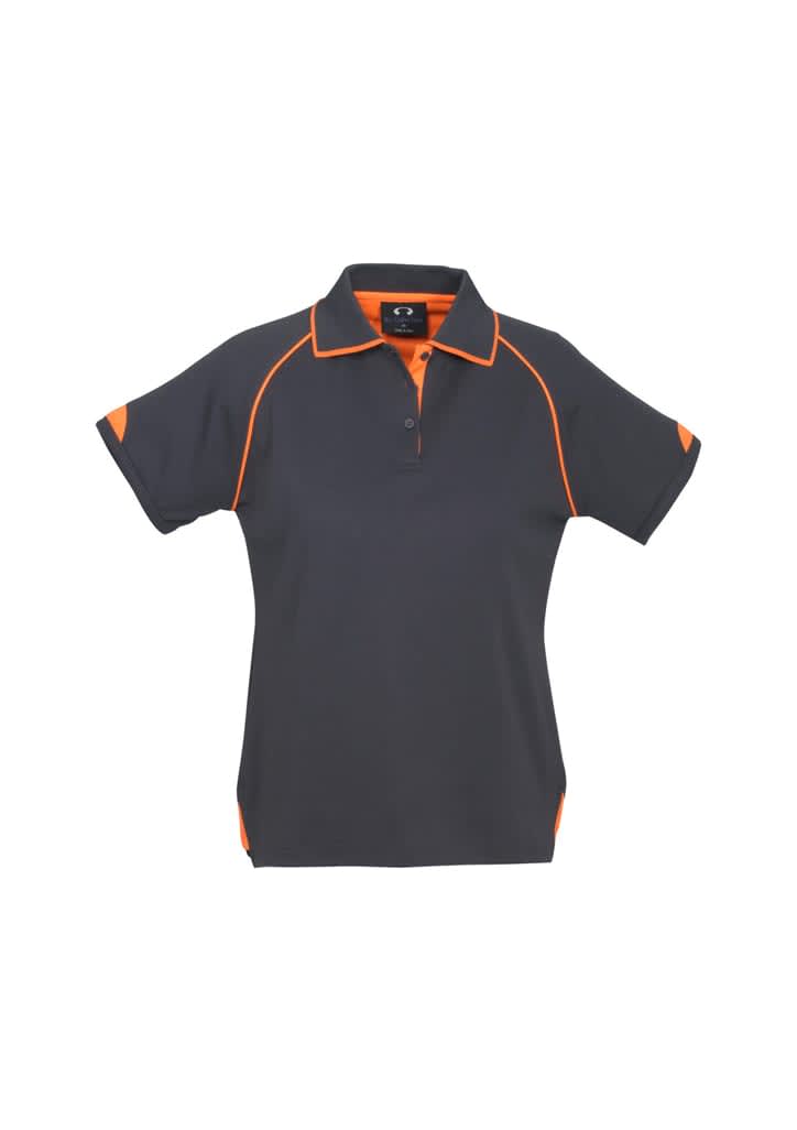 Womens Fusion Short Sleeve Polo - P29022 Image Grey/Fluoro Orange