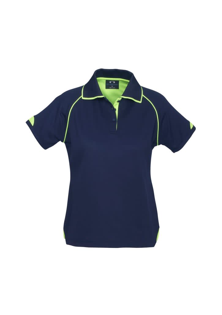 Womens Fusion Short Sleeve Polo - P29022 Image Navy/Fluoro Yellow/Lime