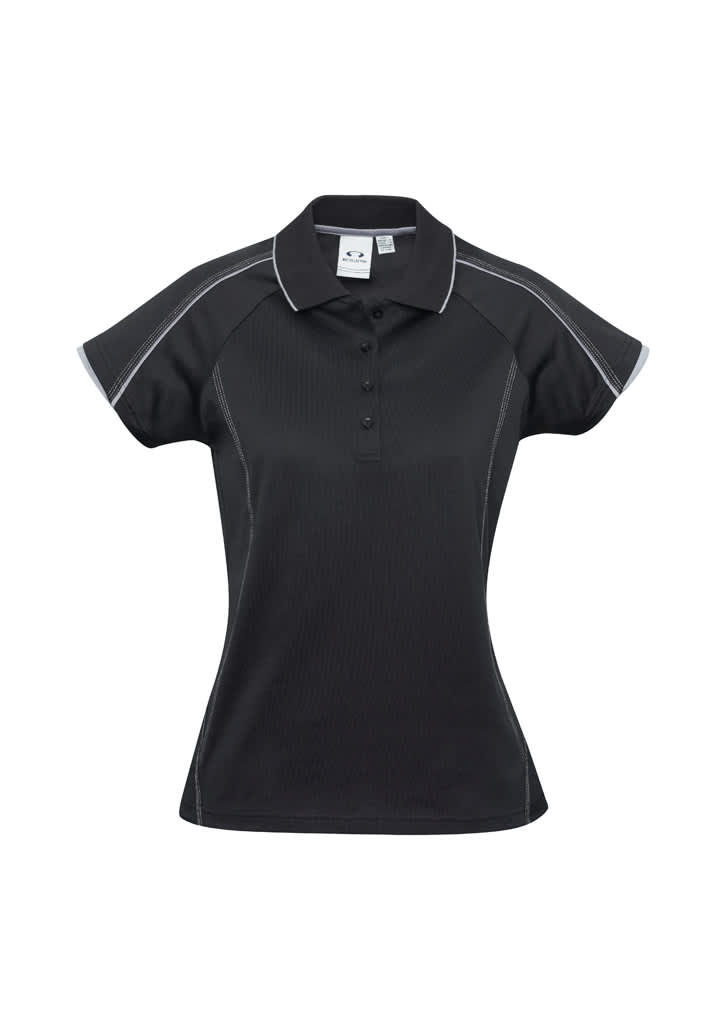 Womens Blade Short Sleeve Polo - P303LS Image Black/Silver Grey