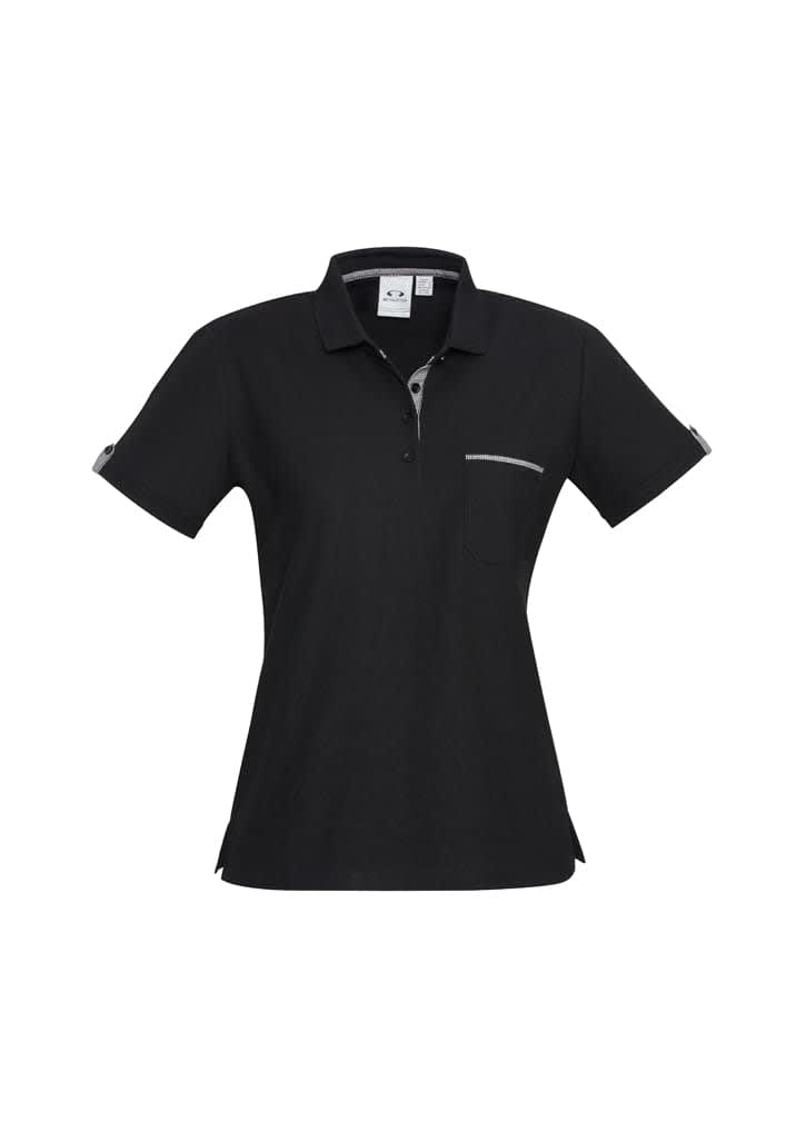 Womens Edge Short Sleeve Polo - P305LS Image Black/Check