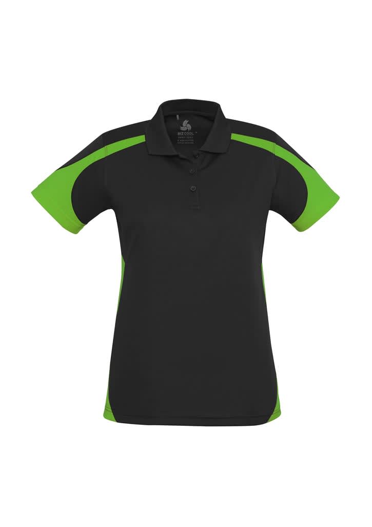 Womens Talon Short Sleeve Polo - P401LS Image Black/Green