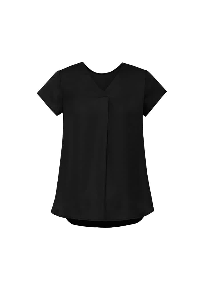 Womens Kayla V-Neck Pleat Blouse - RB967LS Image Black