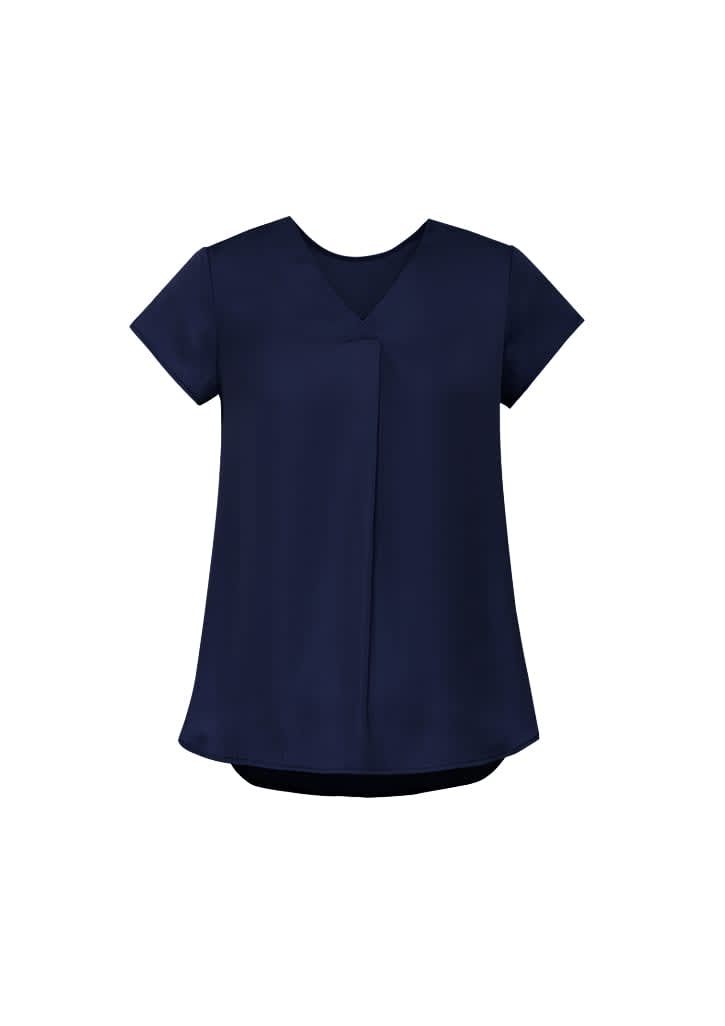 Womens Kayla V-Neck Pleat Blouse - RB967LS Image Navy