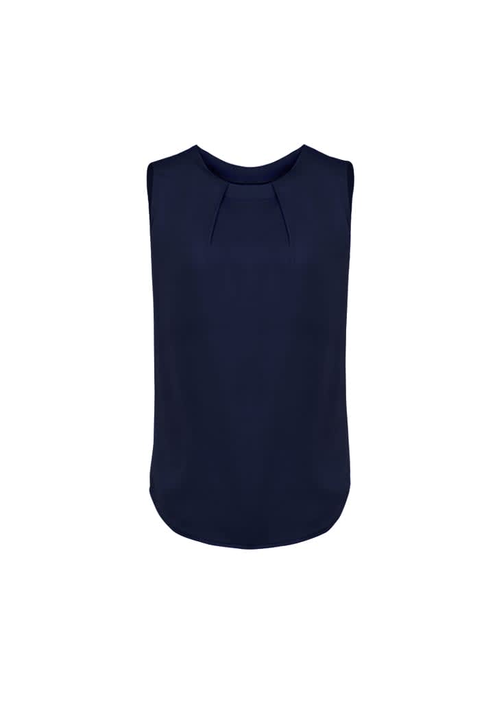 Womens Estelle Sleeveless Pleat Detail Blouse - RB973LN Image Navy