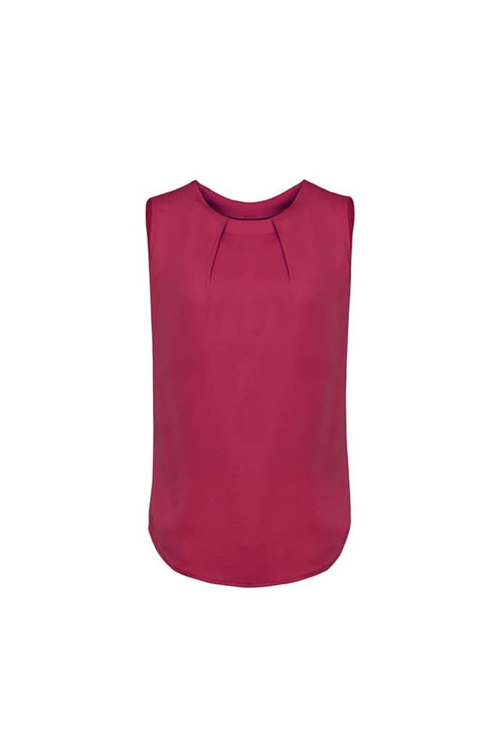 Womens Estelle Sleeveless Pleat Detail Blouse - RB973LN Image Raspberry