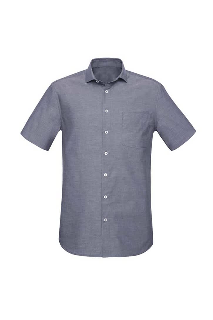 Mens Charlie Classic Fit Short Sleeve Shirt - RS968MS Image Navy Chambray