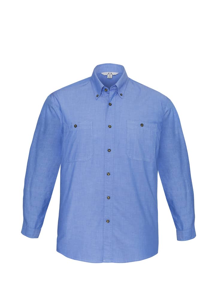 Mens Chambray Long Sleeve Shirt - SH112 Image Chambray Blue