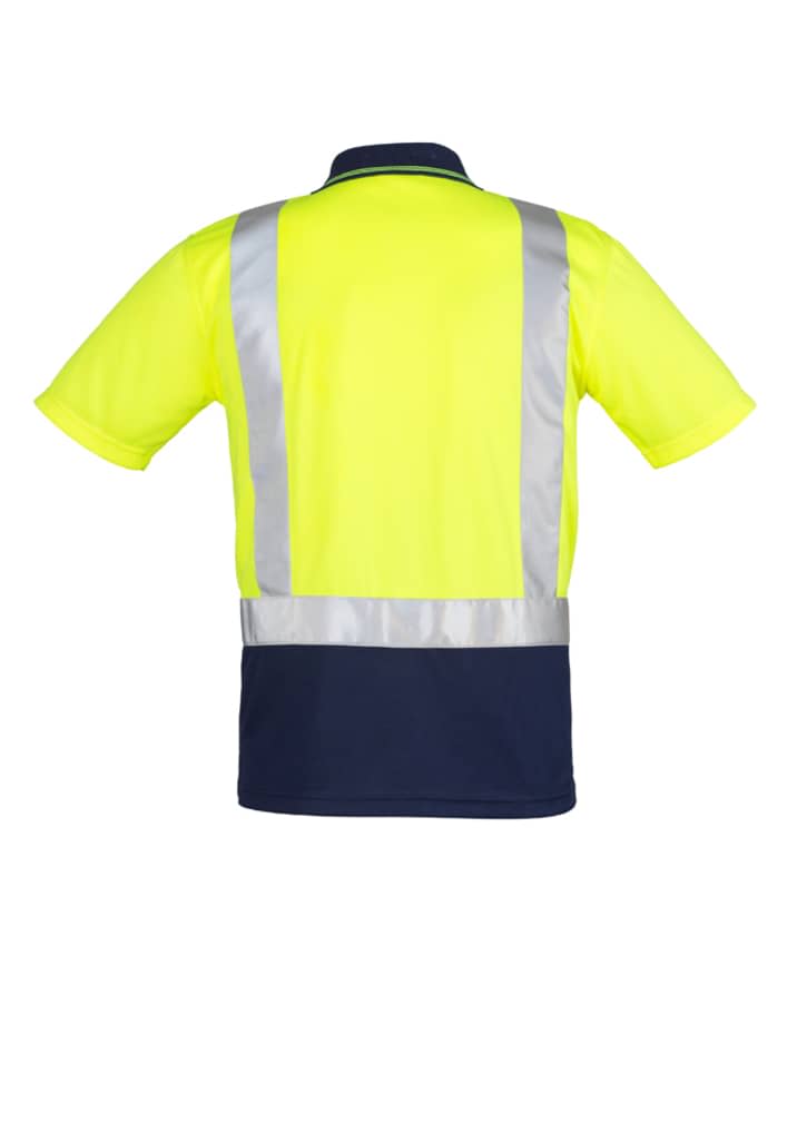 Mens Hi Vis Spliced Short Sleeve Polo - Shoulder Taped - ZH233 Image 
