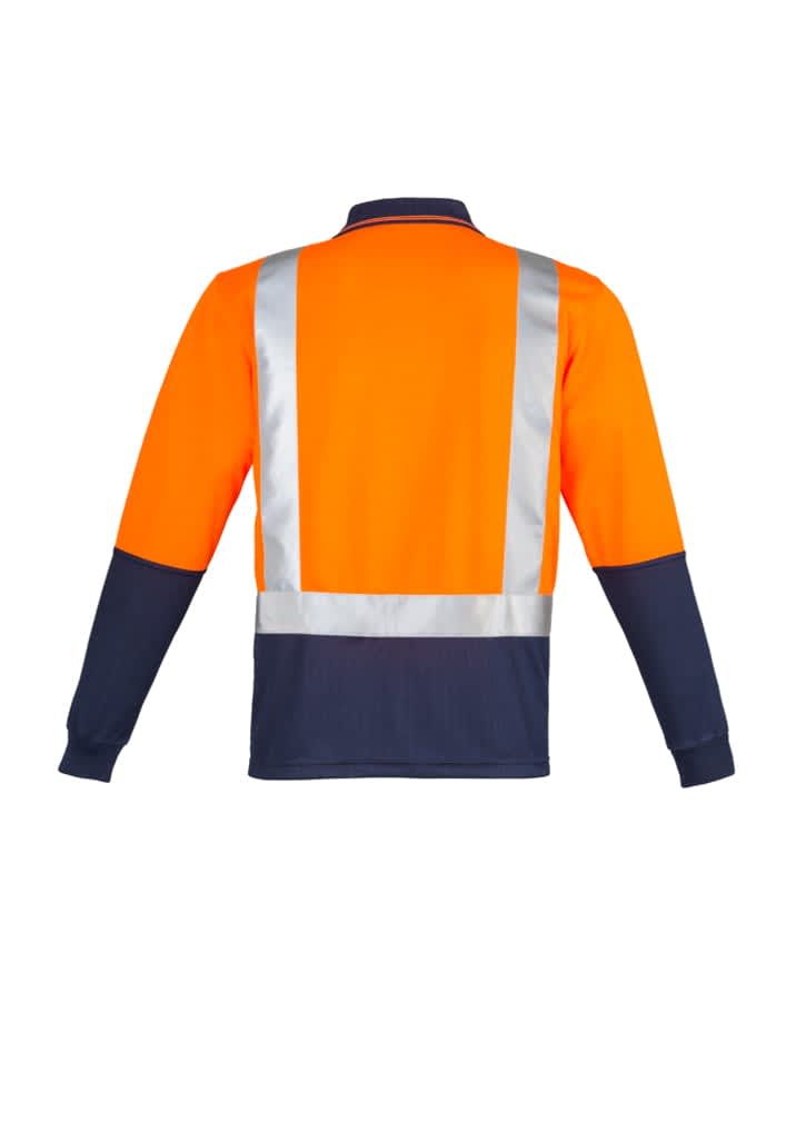 Mens Hi Vis Spliced Long Sleeve Polo - Shoulder Taped - ZH234 Image 