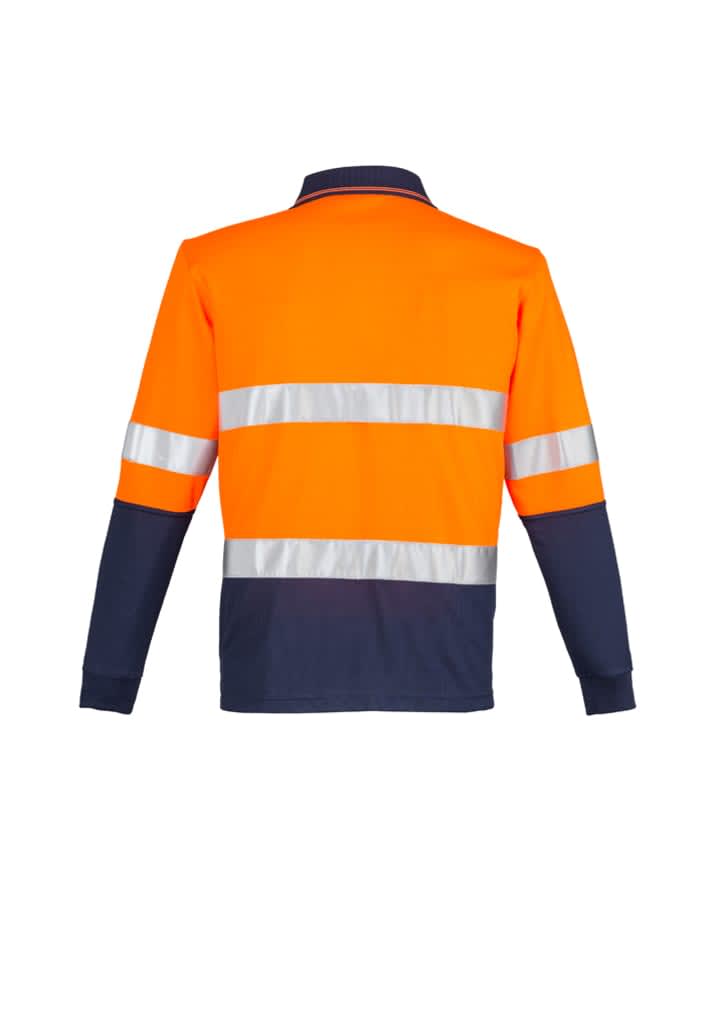 Mens Hi Vis Spliced Long Sleeve Polo - Hoop Taped - ZH235 Image 