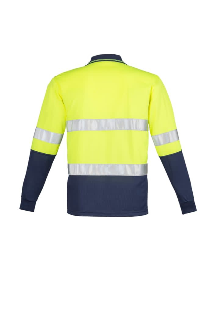 Mens Hi Vis Spliced Long Sleeve Polo - Hoop Taped - ZH235 Image 