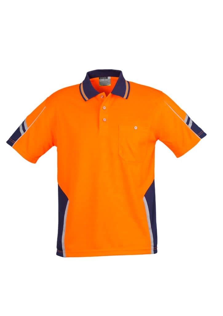 Mens Hi Vis Squad Short Sleeve Polo - ZH237 Image Orange/Navy