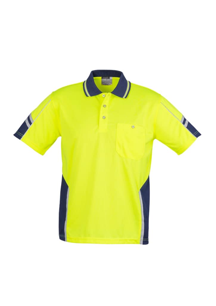 Mens Hi Vis Squad Short Sleeve Polo - ZH237 Image Yellow/Navy