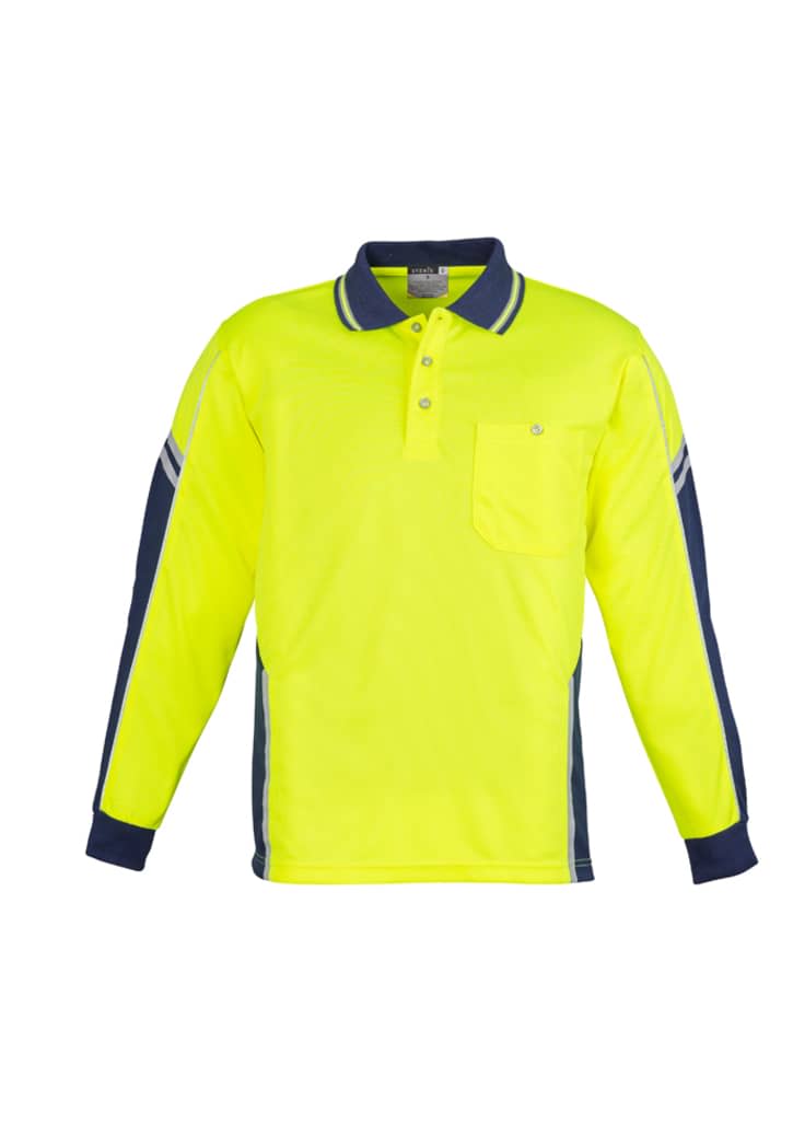 Mens Hi Vis Squad Long Sleeve Polo - ZH238 Image Yellow/Navy