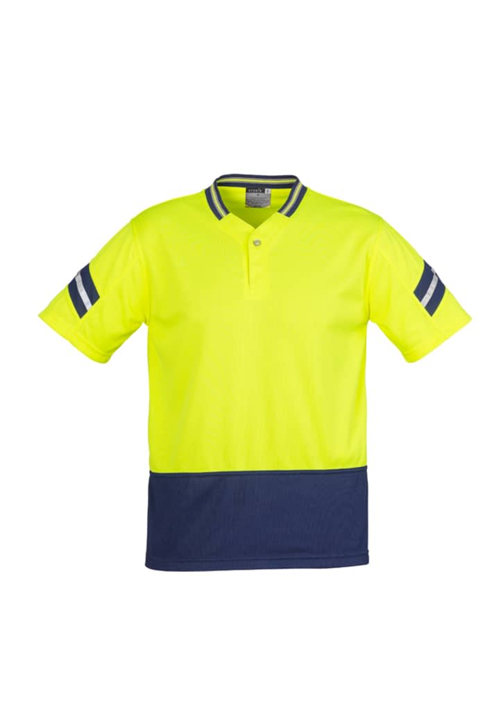Mens Hi Vis Astro Short Sleeve Polo - ZH245 Image Yellow/Navy