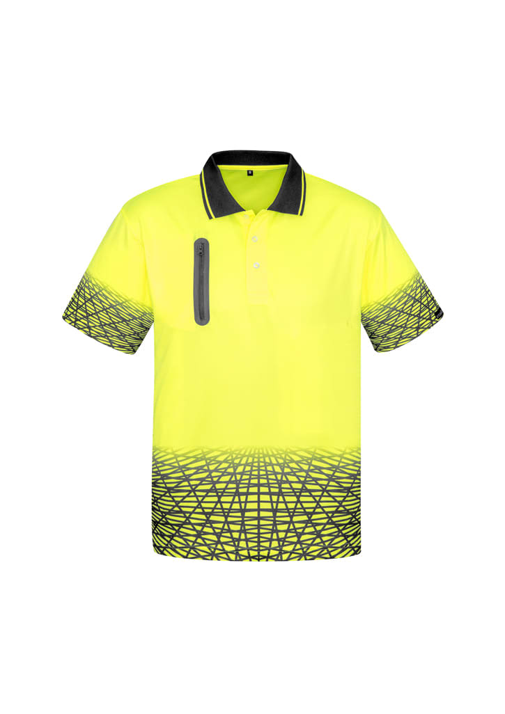 Mens Hi Vis Tracks Short Sleeve Polo - ZH300 Image Yellow/Charcoal