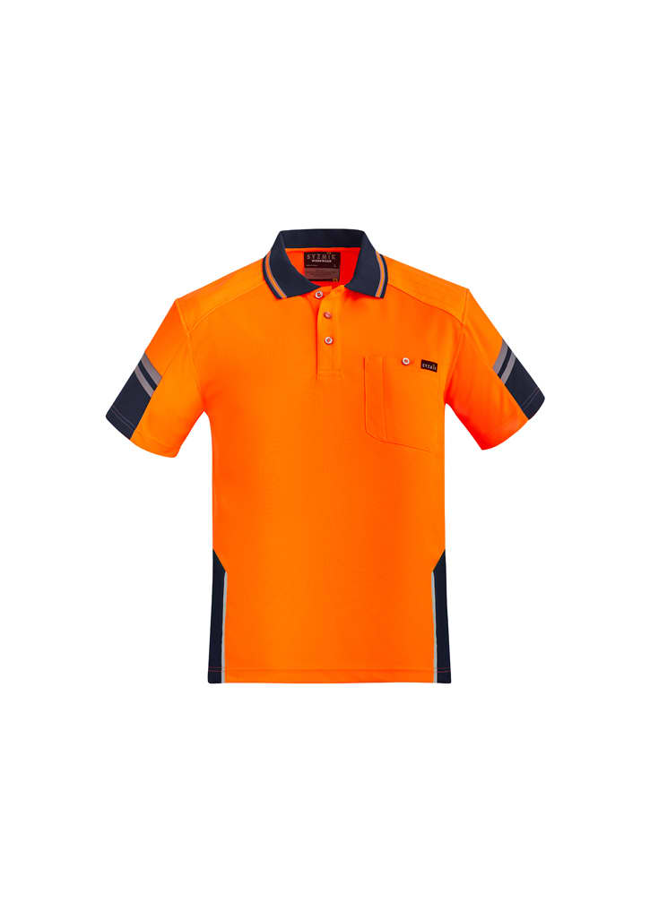 Mens Hi Vis Reinforced Squad Short Sleeve Polo - ZH465 Image Orange/Navy
