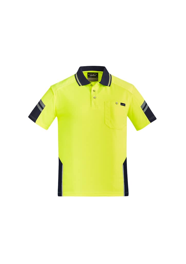 Mens Hi Vis Reinforced Squad Short Sleeve Polo - ZH465 Image Yellow/Navy